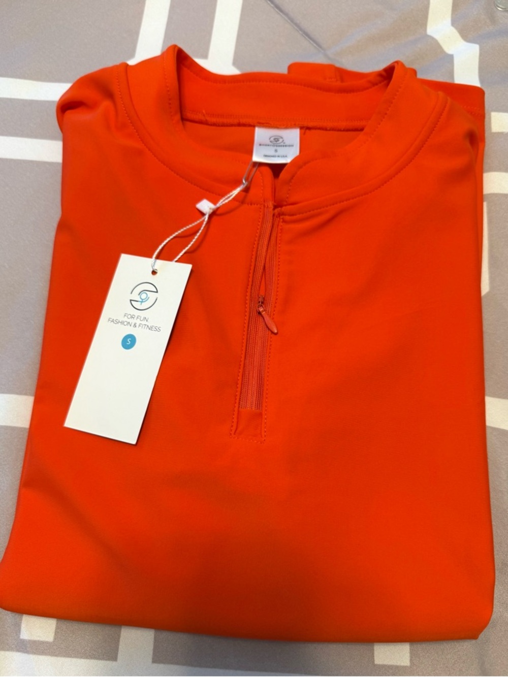 Women’s Orange Quarter Zip Sleeveless Top